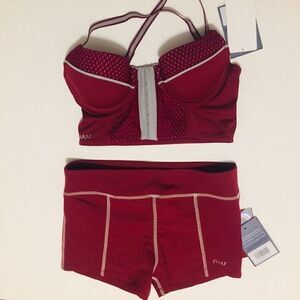 Mississippi State University Bull Dogs Mesh Burgundy Cheer Top and Shorts